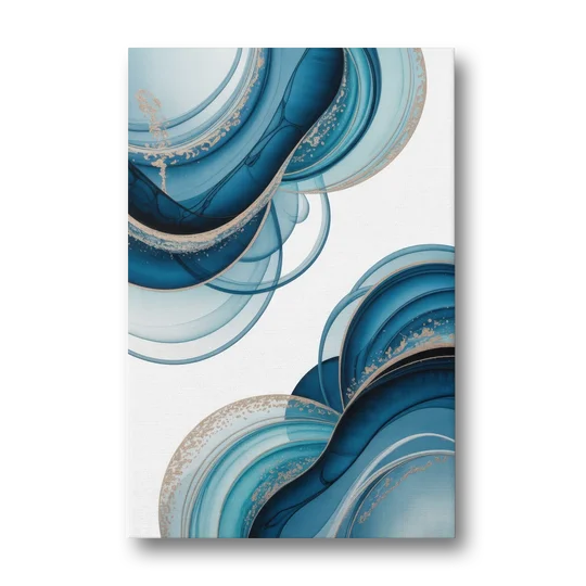 Serene Flowing Opulence Blue Abstract - Canvas Wall Art - Front