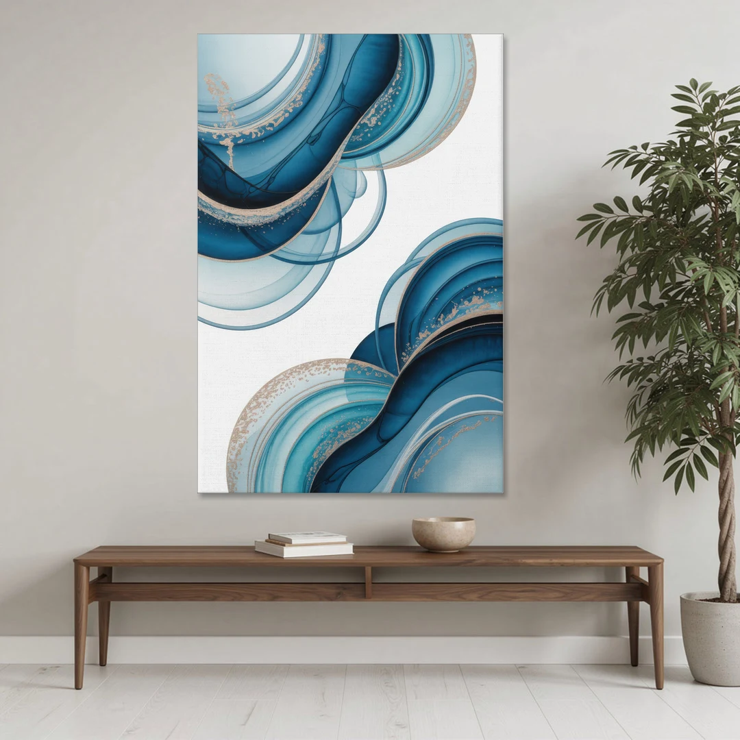 Serene Flowing Opulence Blue Abstract - Canvas Wall Art - Coffee Table - 40x60