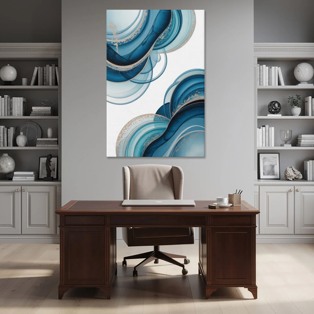 Serene Flowing Opulence Blue Abstract - Canvas Wall Art - Office - 40x60