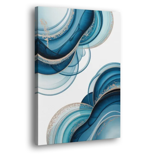 Serene Flowing Opulence Blue Abstract - Canvas Wall Art - Side