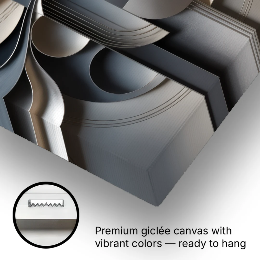 Serene Geometric Elegance Grey Abstract - Canvas Wall Art - Gallery Wrap Corner