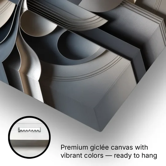 Serene Geometric Elegance Grey Abstract - Canvas Wall Art - Gallery Wrap Corner