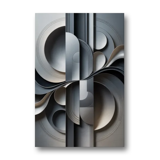 Serene Geometric Elegance Grey Abstract - Canvas Wall Art - Front
