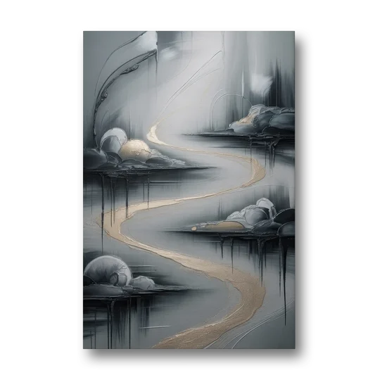 Serene Landscape Grey Abstract - Canvas Wall Art - Front