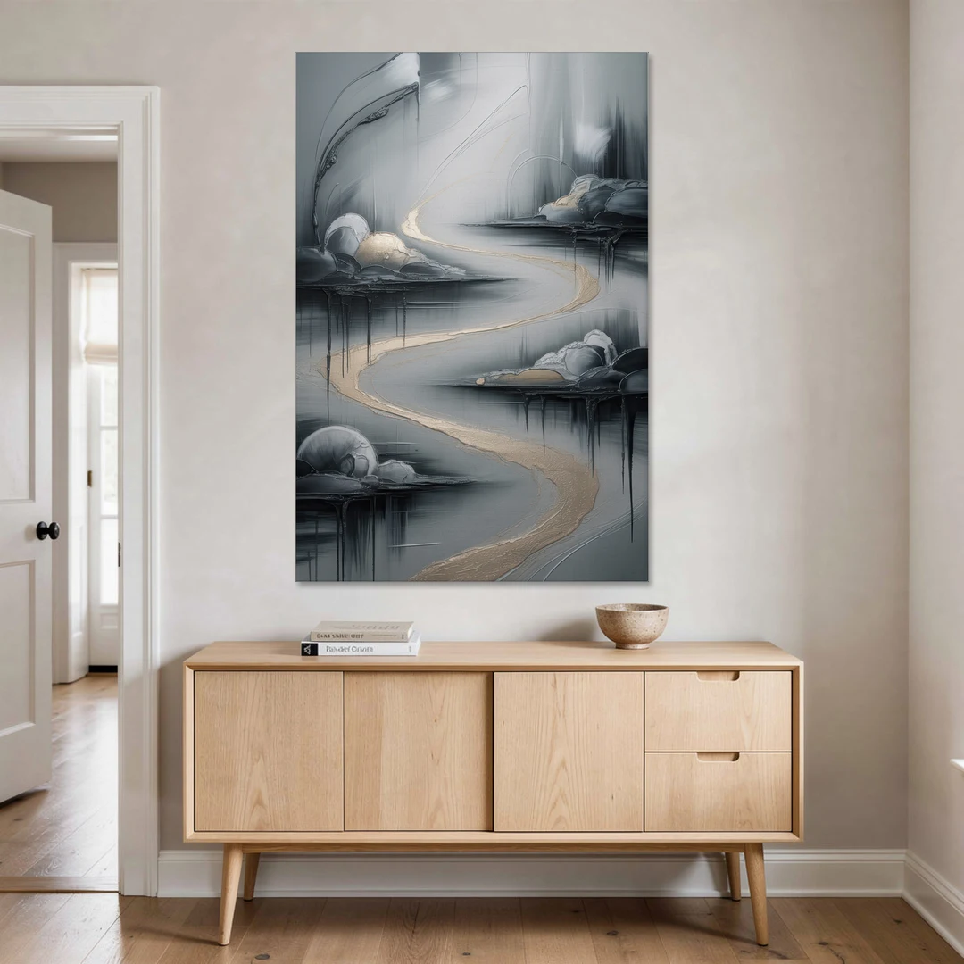 Serene Landscape Grey Abstract - Canvas Wall Art - Coffee Table - 40x60