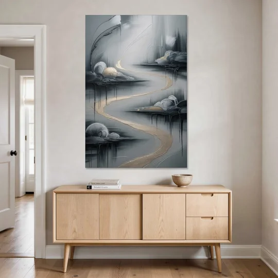 Serene Landscape Grey Abstract - Canvas Wall Art - Coffee Table - 40x60
