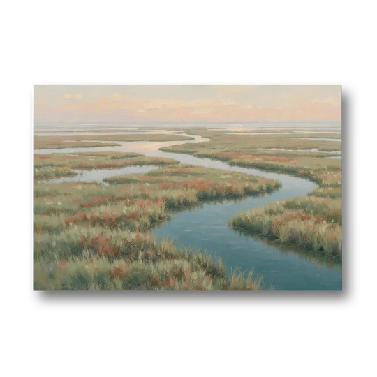 Serene Salt Marsh Creek at Morning - Canvas Wall Art - Front