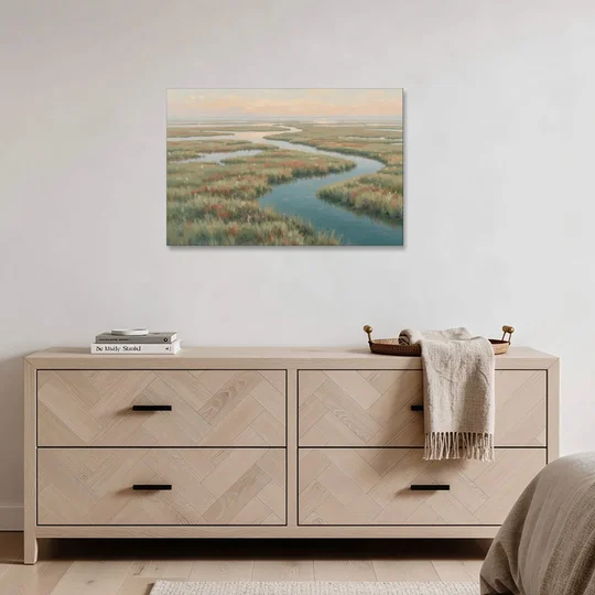 Serene Salt Marsh Creek at Morning - Canvas Wall Art - Coffee Table - 36x24
