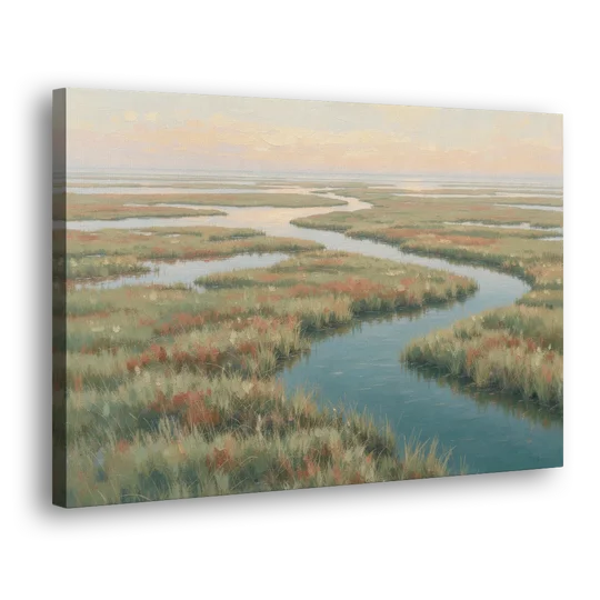 Serene Salt Marsh Creek at Morning - Canvas Wall Art - Side