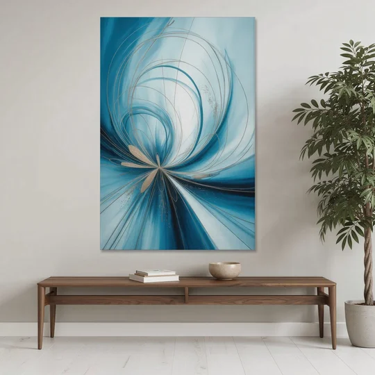 Serene Vortex Blue Abstract - Canvas Wall Art - Coffee Table - 40x60