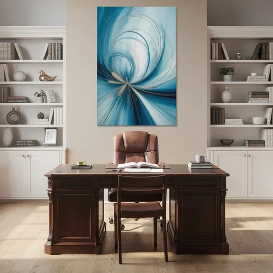 Serene Vortex Blue Abstract - Canvas Wall Art - Office - 40x60