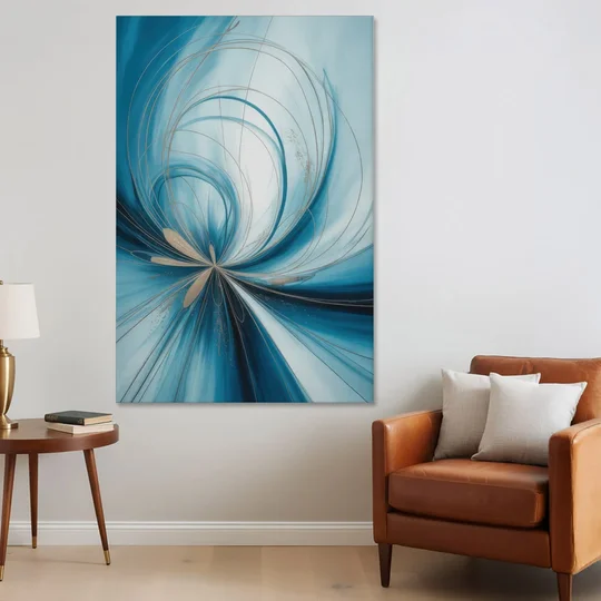 Serene Vortex Blue Abstract - Canvas Wall Art - Sofa - 40x60