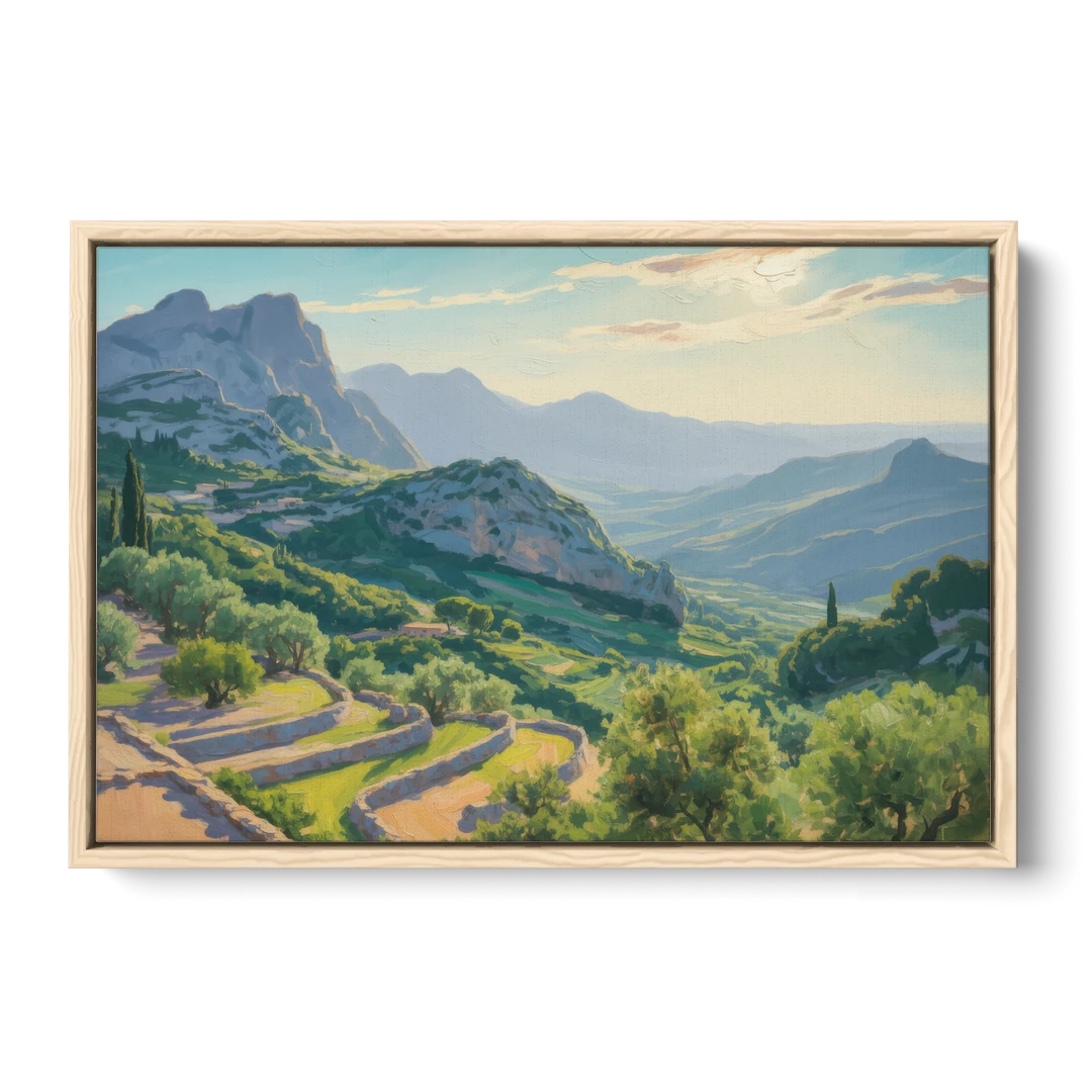Serra de Tramuntana Vista - Oak Framed Canvas Wall Art - Front