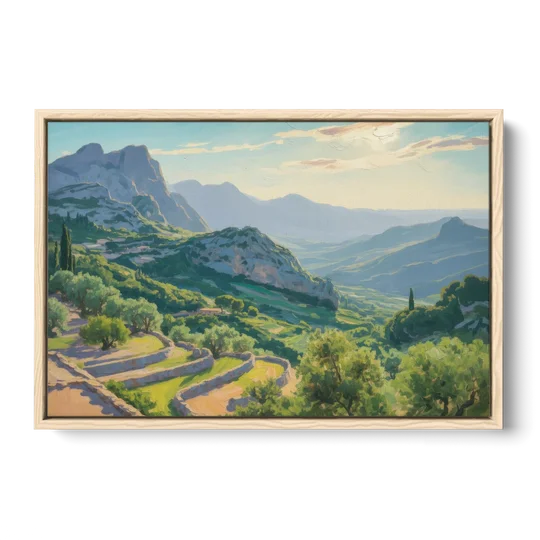 Serra de Tramuntana Vista - Oak Framed Canvas Wall Art - Front