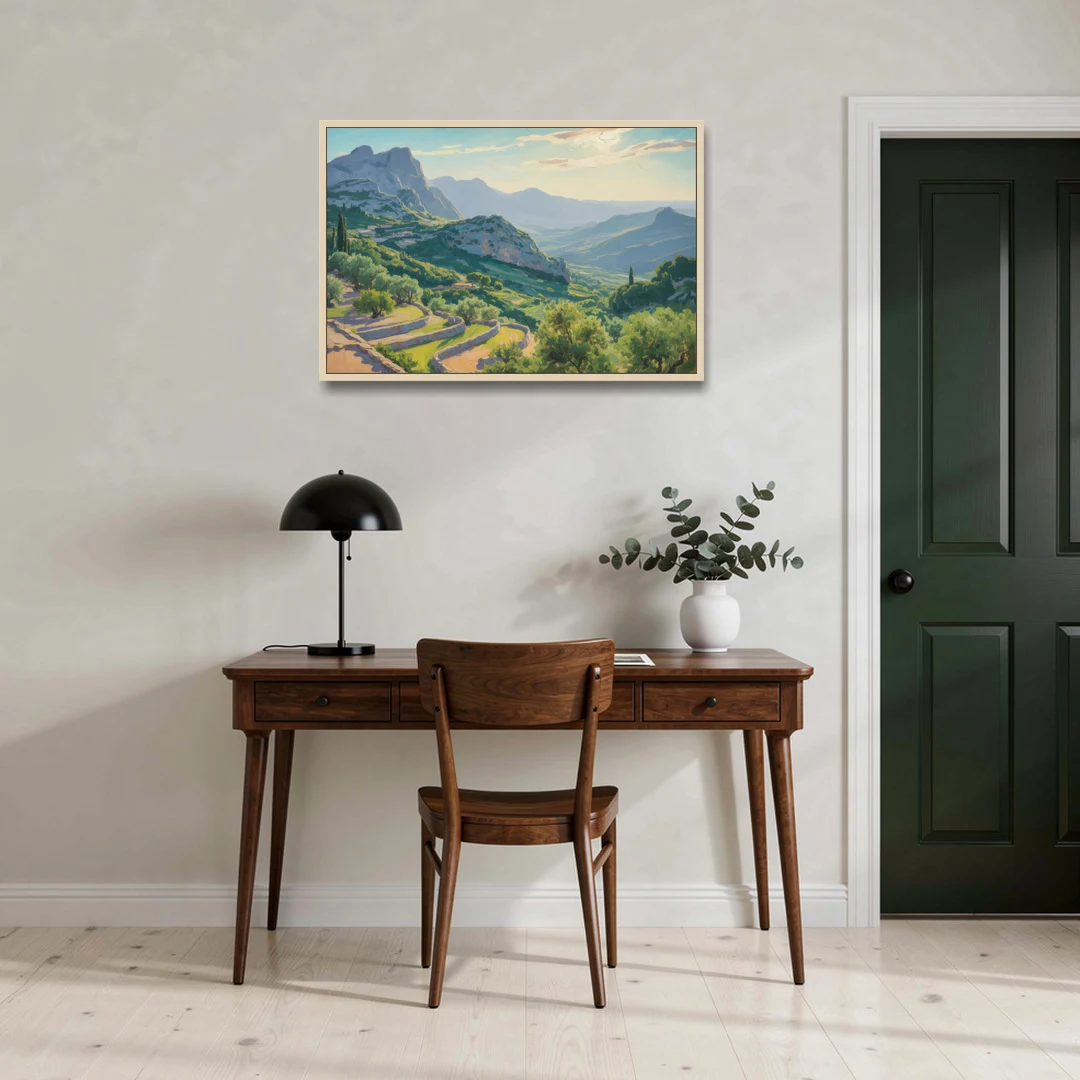 Serra de Tramuntana Vista - Oak Framed Canvas Wall Art - Office - 36x24