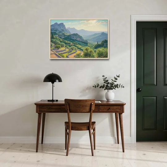 Serra de Tramuntana Vista - Oak Framed Canvas Wall Art - Office - 36x24