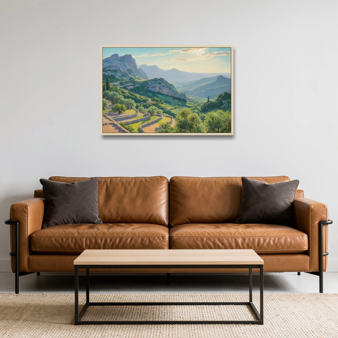Serra de Tramuntana Vista - Oak Framed Canvas Wall Art - Sofa - 36x24