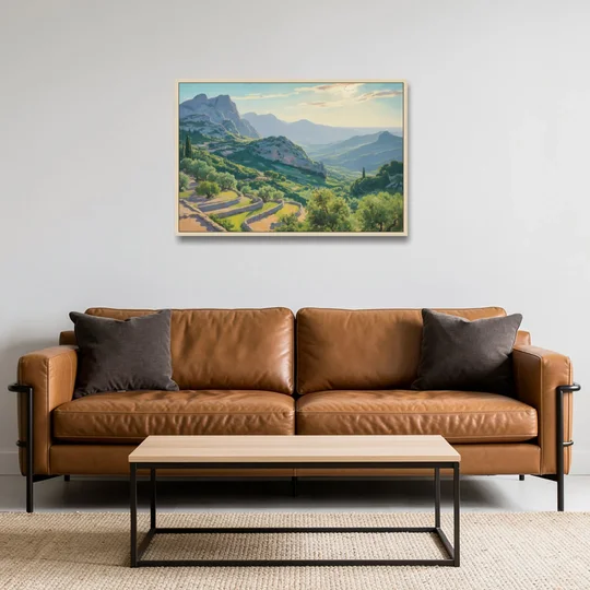 Serra de Tramuntana Vista - Oak Framed Canvas Wall Art - Sofa - 36x24