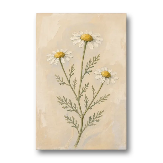 Set of 3 Botanical Prints with Wild Chamomile - Canvas Wall Art - Front