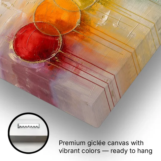 Seven Overlapping Chakra Circles with Gold Drips - Canvas Wall Art - Gallery Wrap Corner