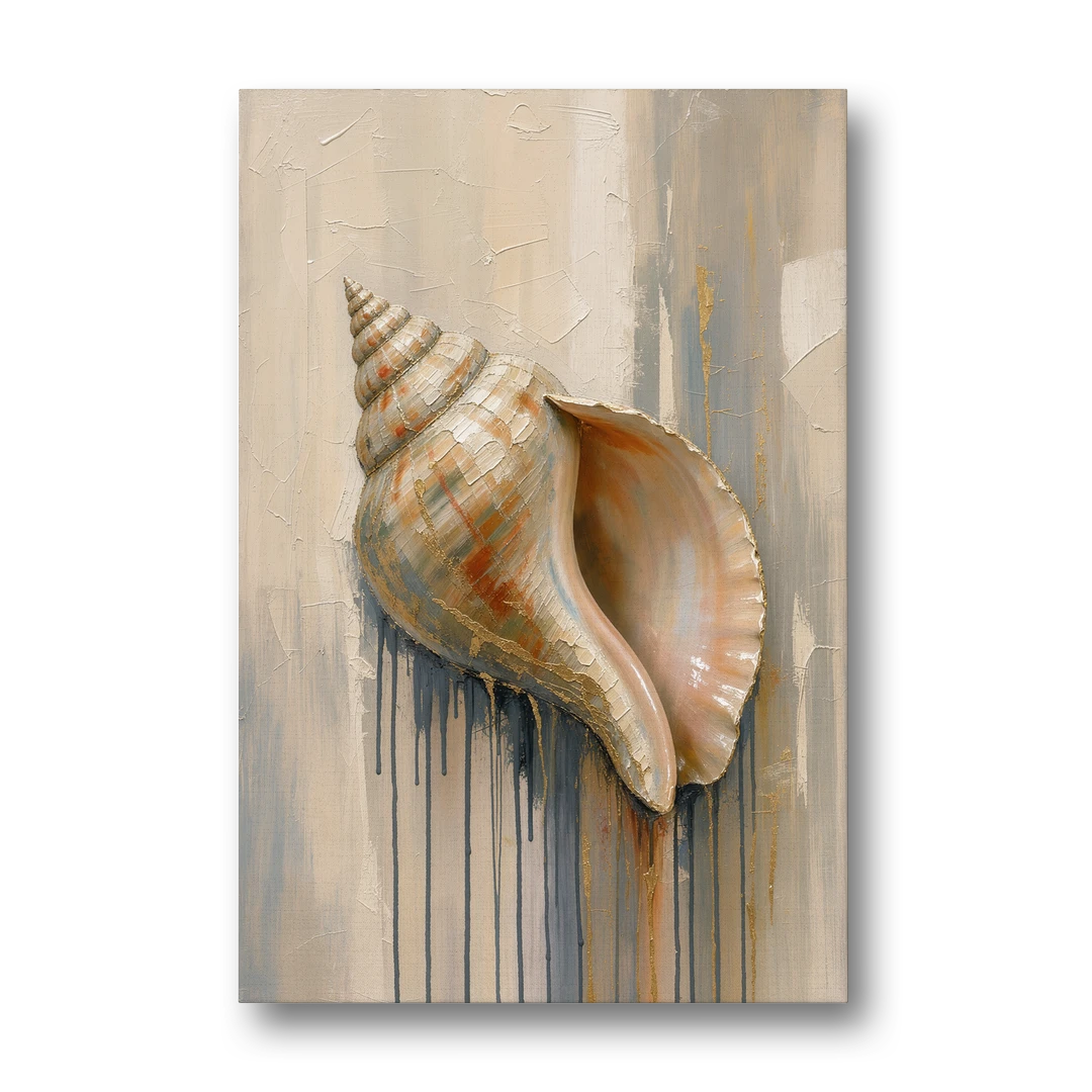Shell Canvas Painting with Gilded Lip - Canvas Wall Art - Front