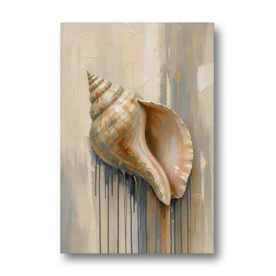 Shell Canvas Painting with Gilded Lip - Canvas Wall Art - Front