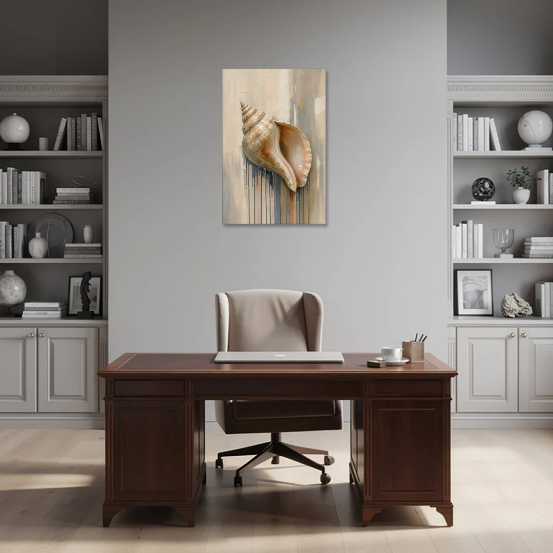 Shell Canvas Painting with Gilded Lip - Canvas Wall Art - Office - 24x36