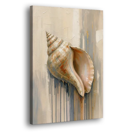 Shell Canvas Painting with Gilded Lip - Canvas Wall Art - Side