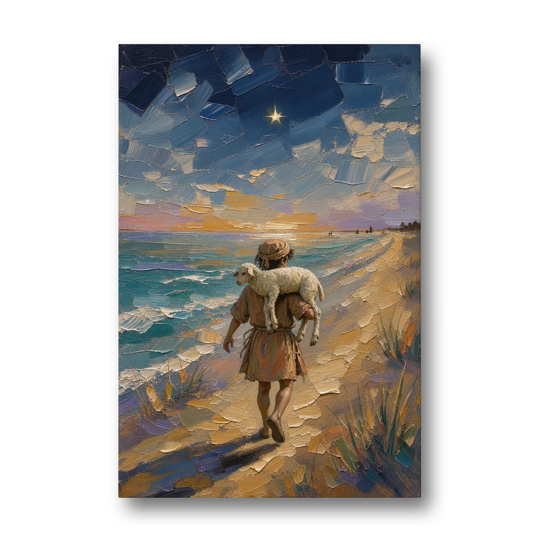 Christian Shepherd Carrying the Lamb - Canvas Wall Art - Front