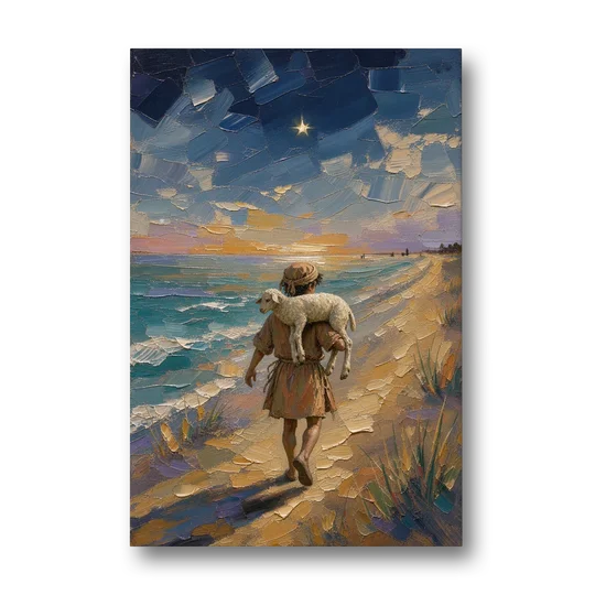 Christian Shepherd Carrying the Lamb - Canvas Wall Art - Front