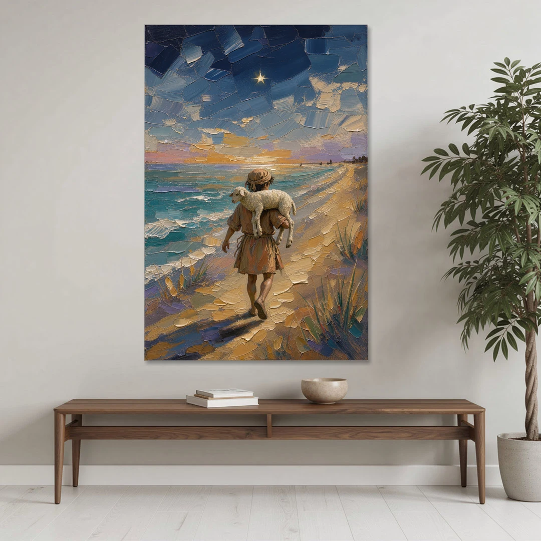 Christian Shepherd Carrying the Lamb - Canvas Wall Art - Coffee Table - 40x60
