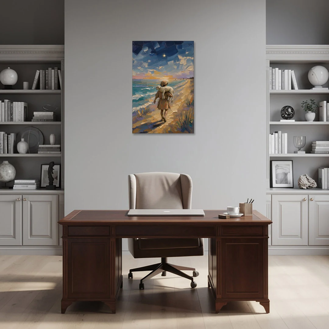 Christian Shepherd Carrying the Lamb - Canvas Wall Art - Office - 24x36