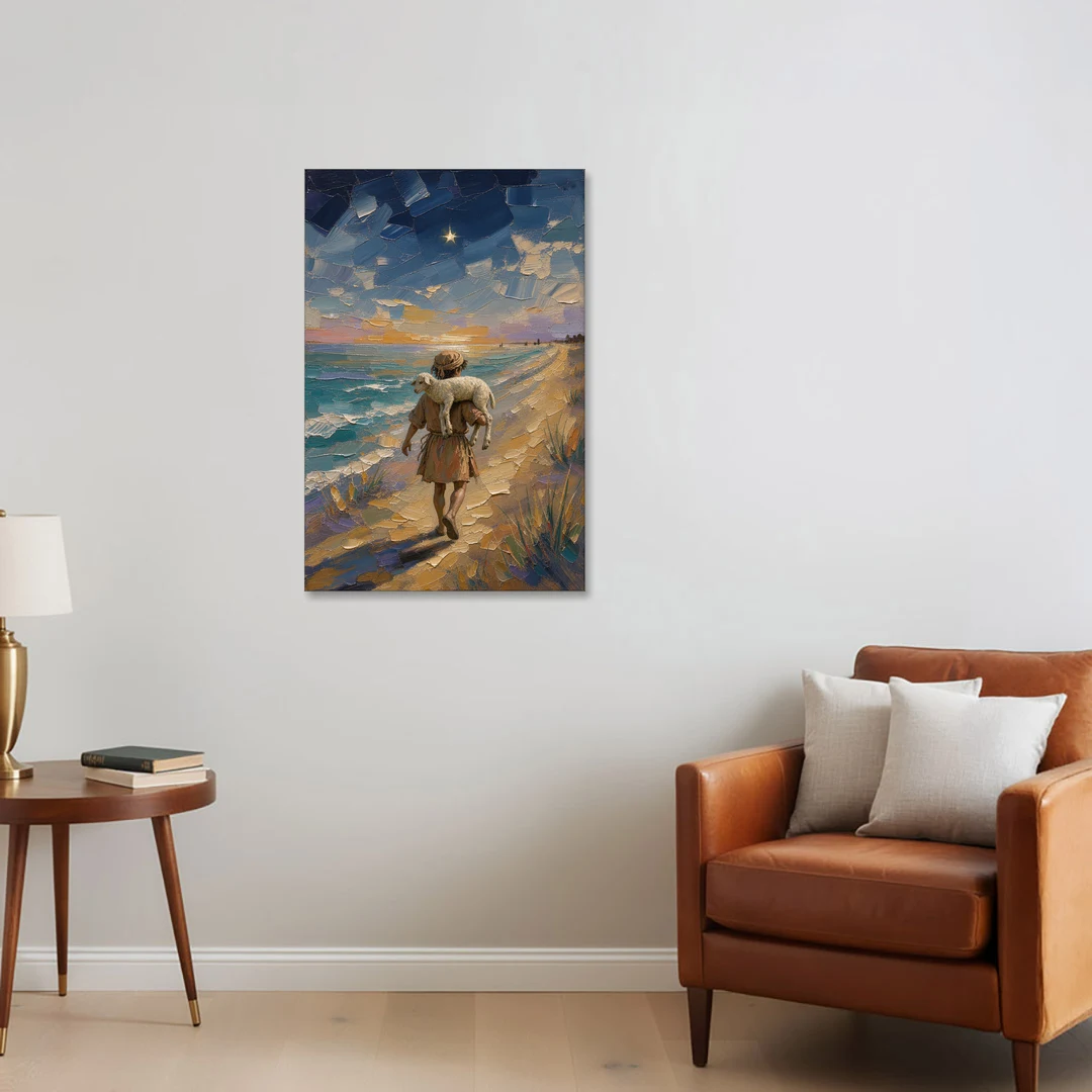 Christian Shepherd Carrying the Lamb - Canvas Wall Art - Sofa - 24x36