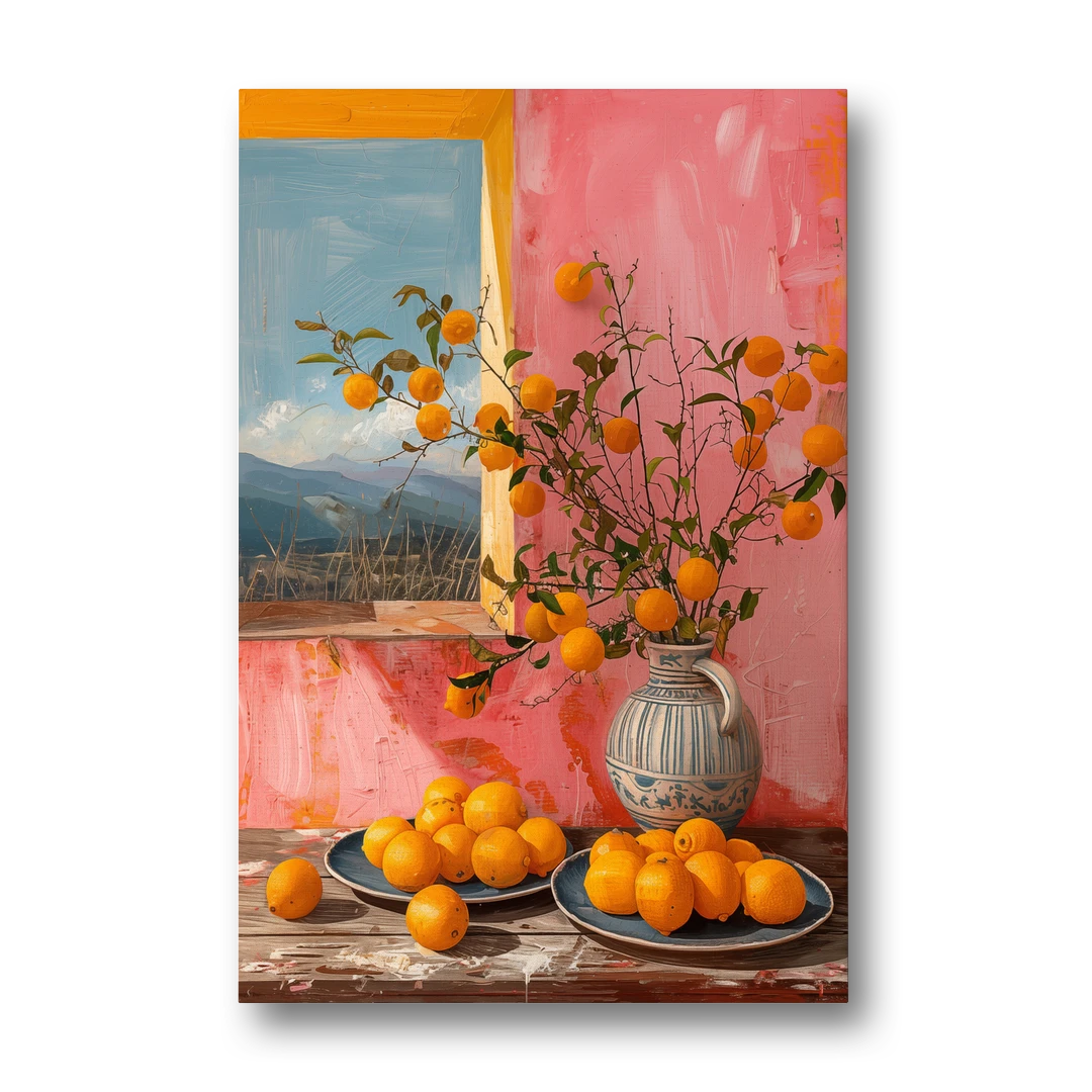 Sicilian Oranges Still Life with a Jug - Canvas Wall Art - Front