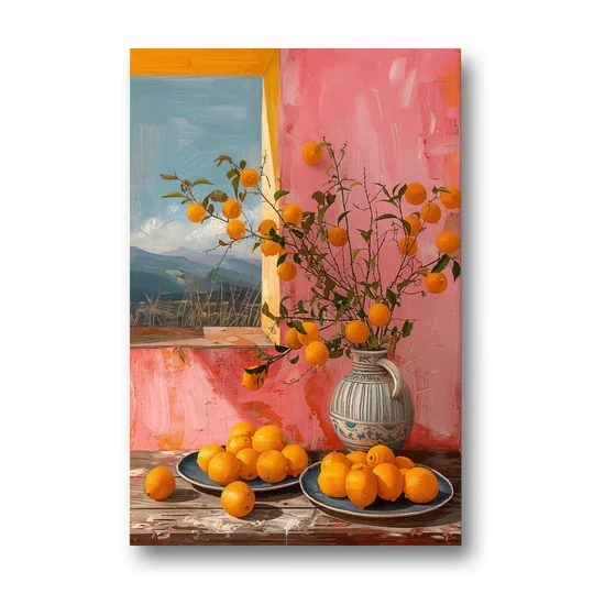 Sicilian Oranges Still Life with a Jug - Canvas Wall Art - Front
