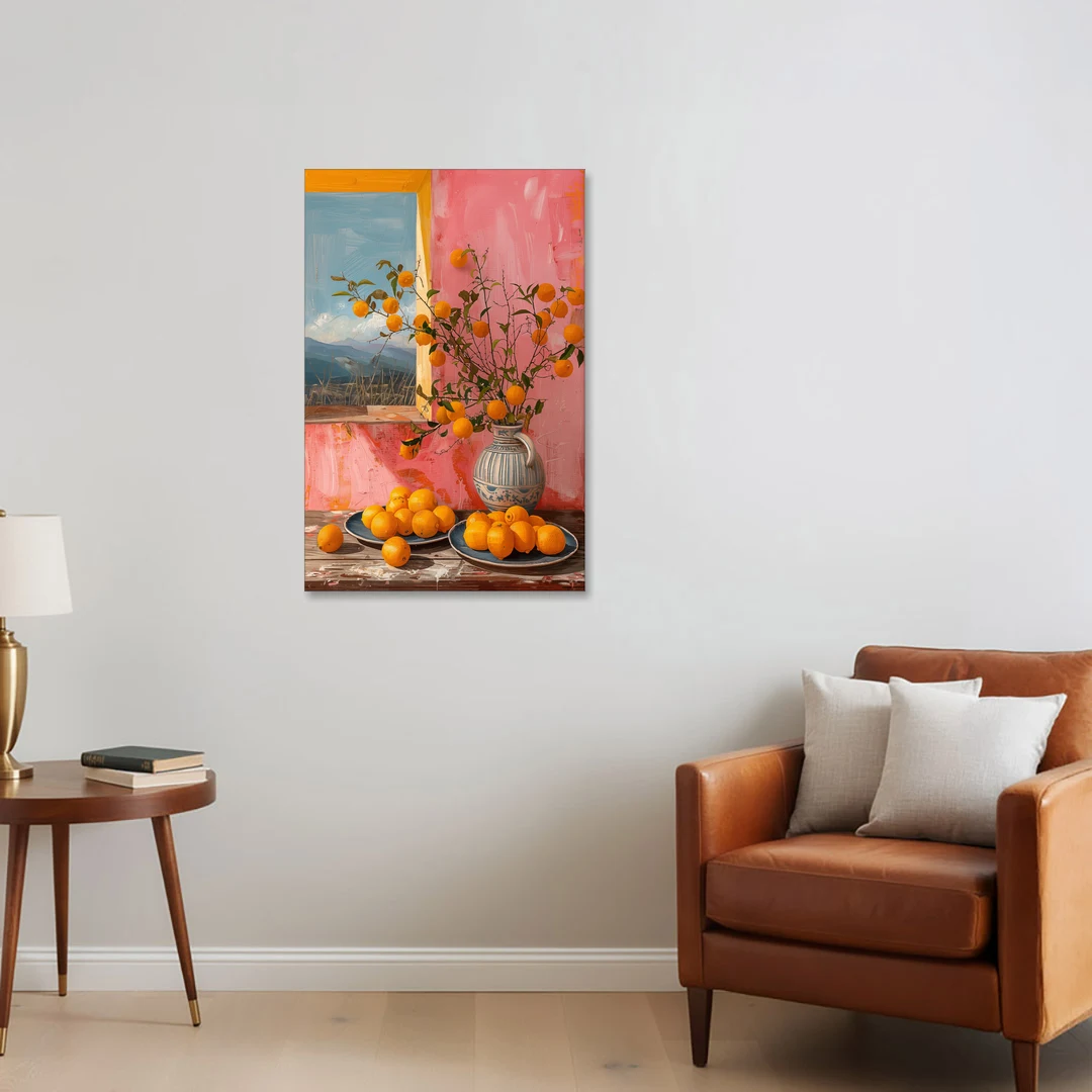 Sicilian Oranges Still Life with a Jug - Canvas Wall Art - Sofa - 24x36
