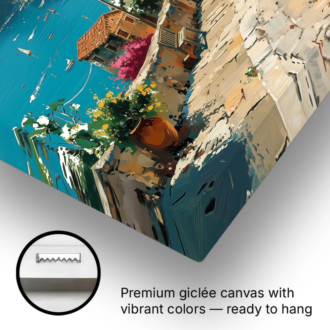 Sicily Painting of a Coastal Path - Canvas Wall Art - Gallery Wrap Corner