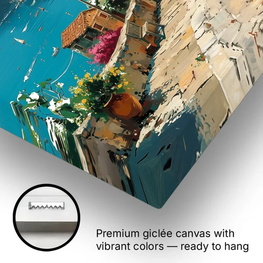 Sicily Painting of a Coastal Path - Canvas Wall Art - Gallery Wrap Corner