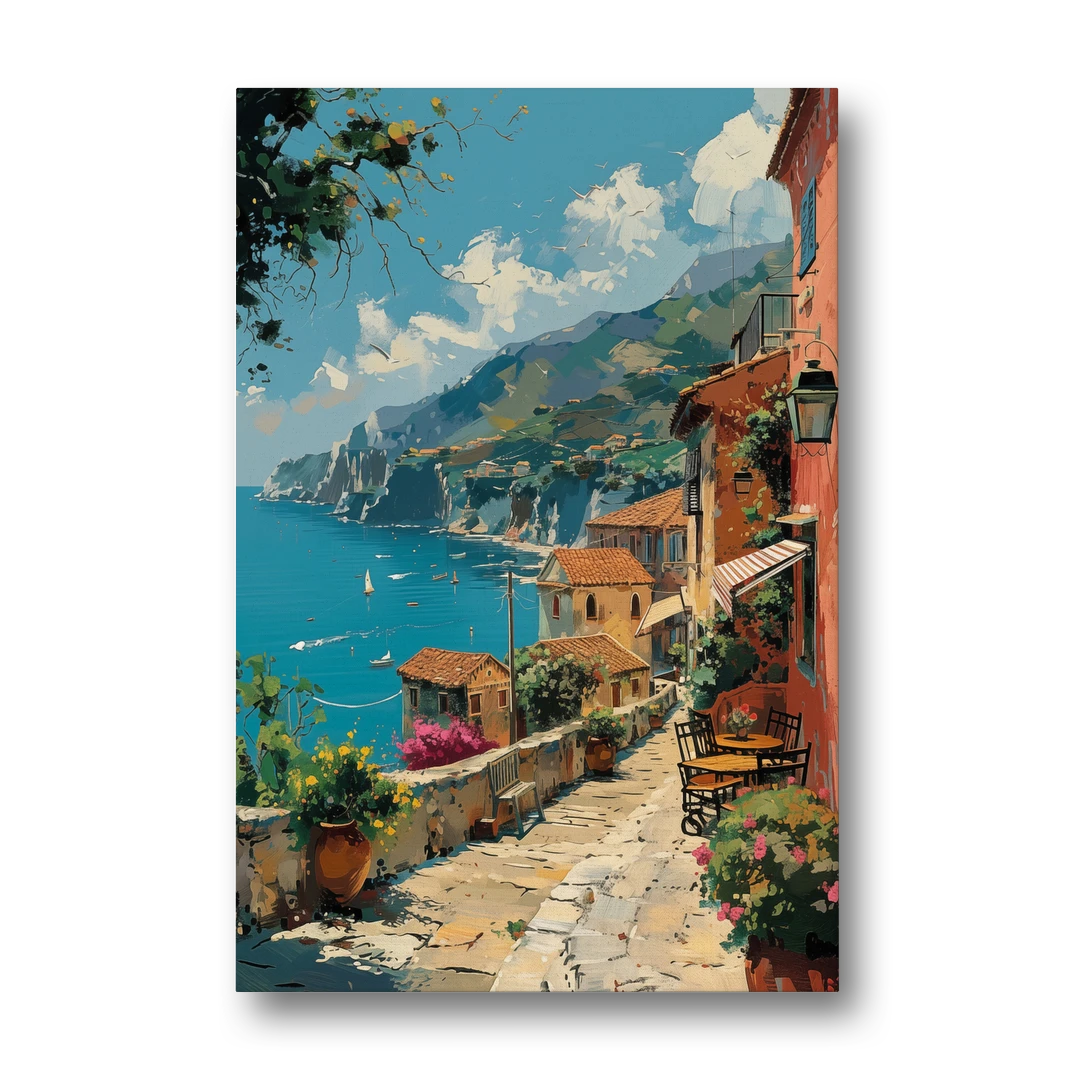 Sicily Painting of a Coastal Path - Canvas Wall Art - Front