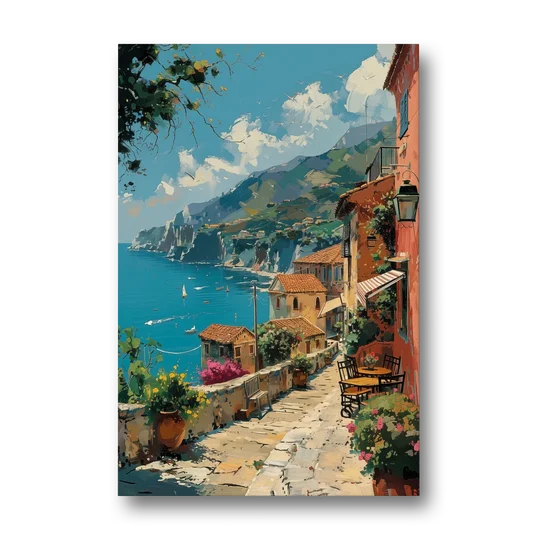 Sicily Painting of a Coastal Path - Canvas Wall Art - Front