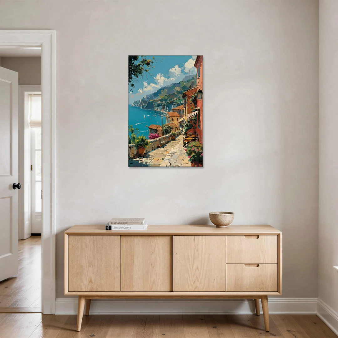 Sicily Painting of a Coastal Path - Canvas Wall Art - Coffee Table - 24x36