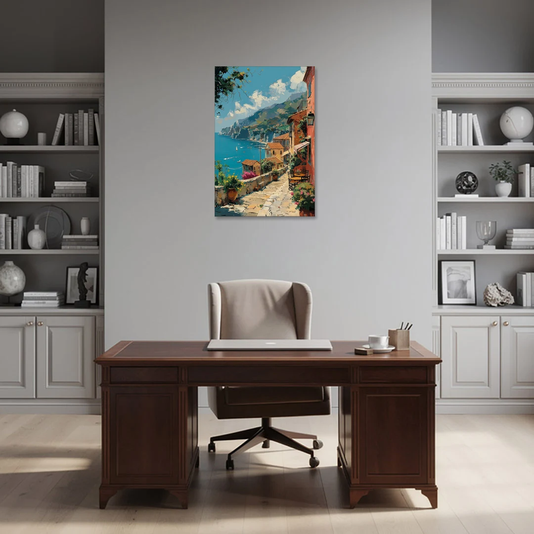 Sicily Painting of a Coastal Path - Canvas Wall Art - Office - 24x36