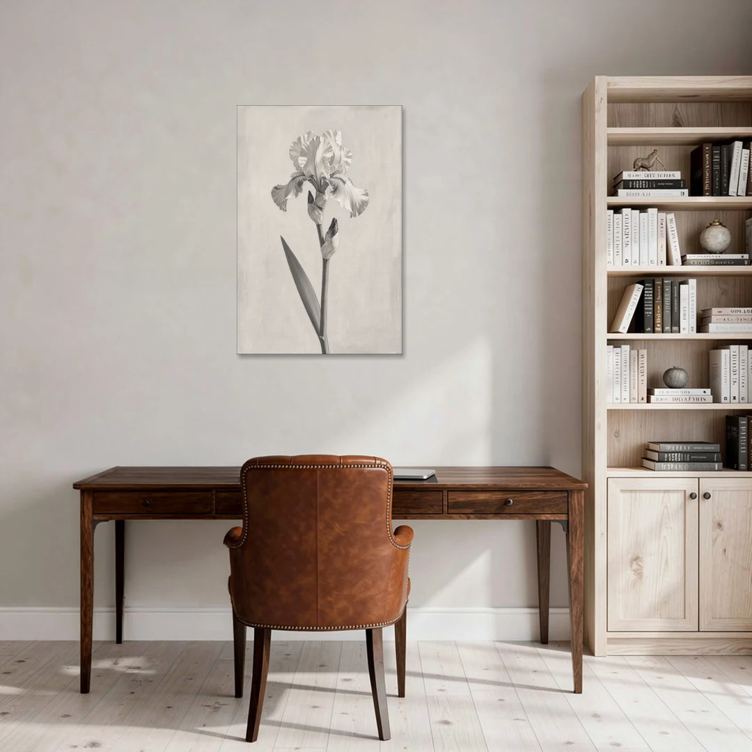 Single Flower Wall Art of a Bearded Iris - Canvas Wall Art - Office - 24x36