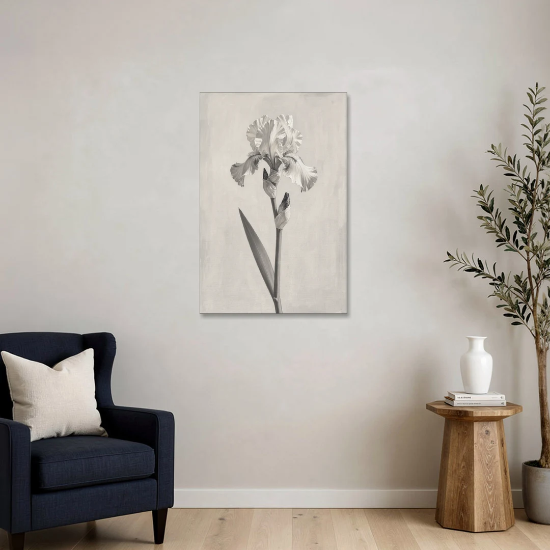 Single Flower Wall Art of a Bearded Iris - Canvas Wall Art - Sofa - 24x36