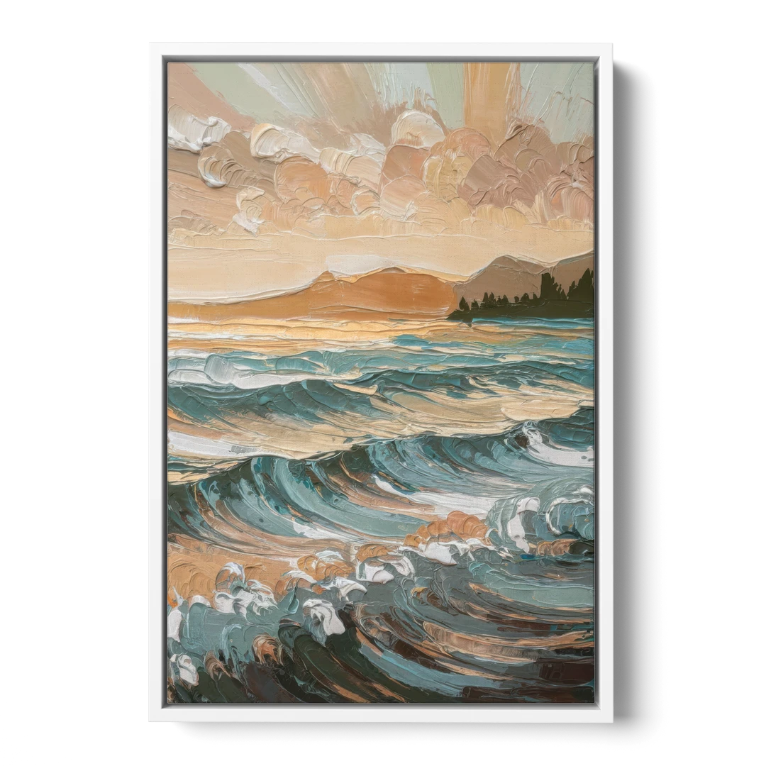 Sitka Coastal Horizon - White Framed Canvas Wall Art - Front