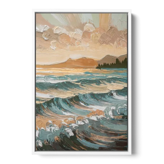 Sitka Coastal Horizon - White Framed Canvas Wall Art - Front