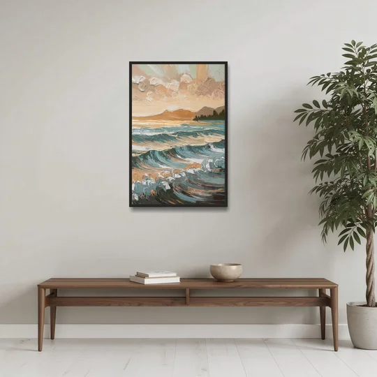 Sitka Coastal Horizon - Black Framed Canvas Wall Art - Coffee Table - 24x36