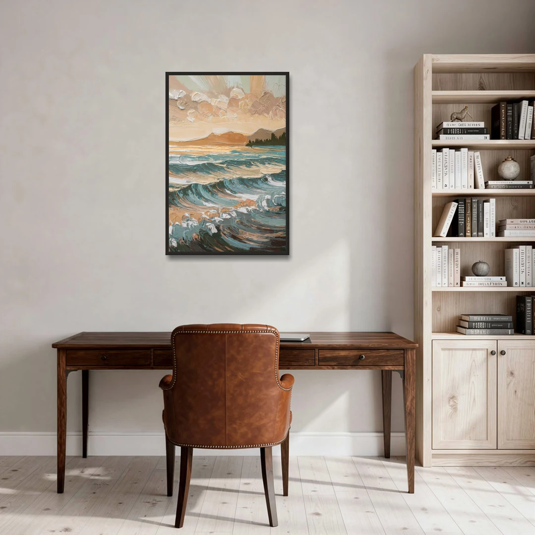 Sitka Coastal Horizon - Black Framed Canvas Wall Art - Office - 24x36