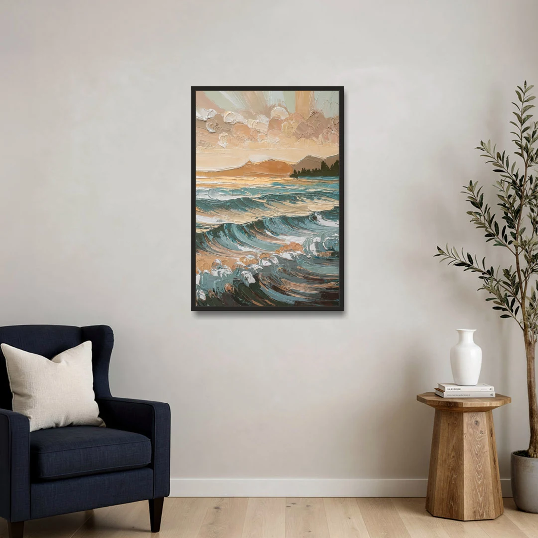 Sitka Coastal Horizon - Black Framed Canvas Wall Art - Sofa - 24x36
