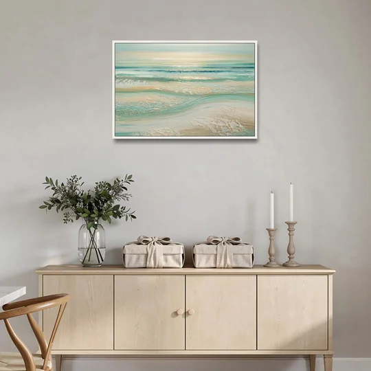 Sitka Ocean Breeze - White Framed Canvas Wall Art - Coffee Table - 36x24